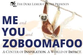 Sifaka and globe illustration with text reading &quot;Me and You and Zoboomafoo: A Center of Inspiration. A World of Impact.&quot;